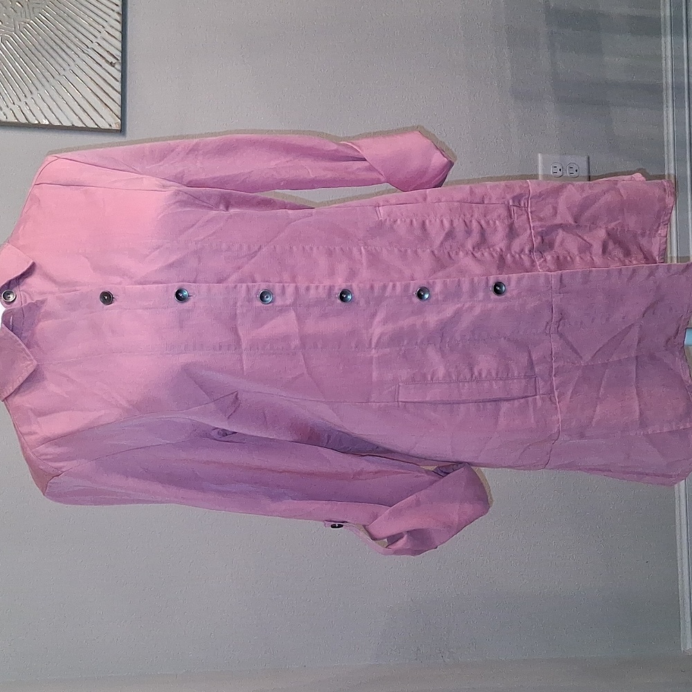 Soft Surrounding Dusty Rose Button Down Collared Long Sleeve Tunic Size Medium